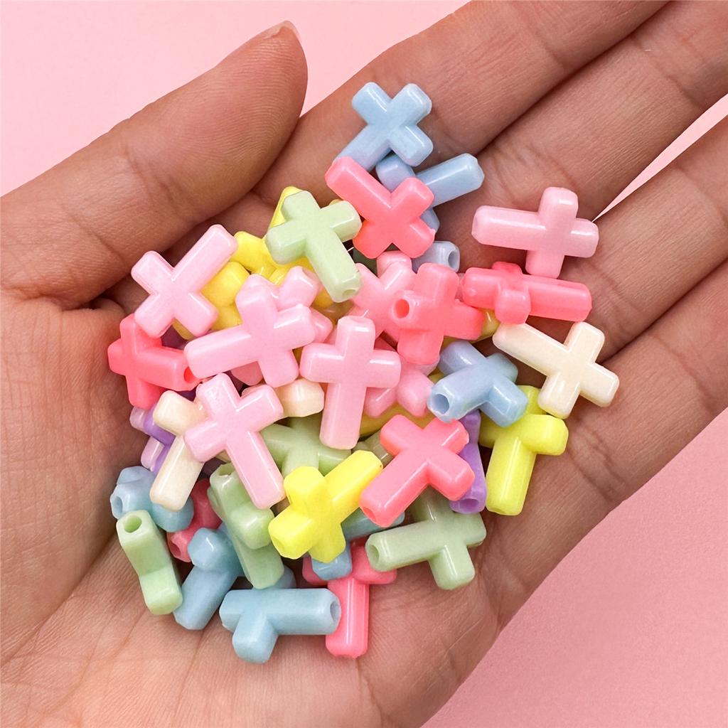 Home Party Supplies Fashion System Cream Spring Color DIY Jewelry Accessories Cross Loose Beads Necklace Bracelet Macaron Color 50Pcs