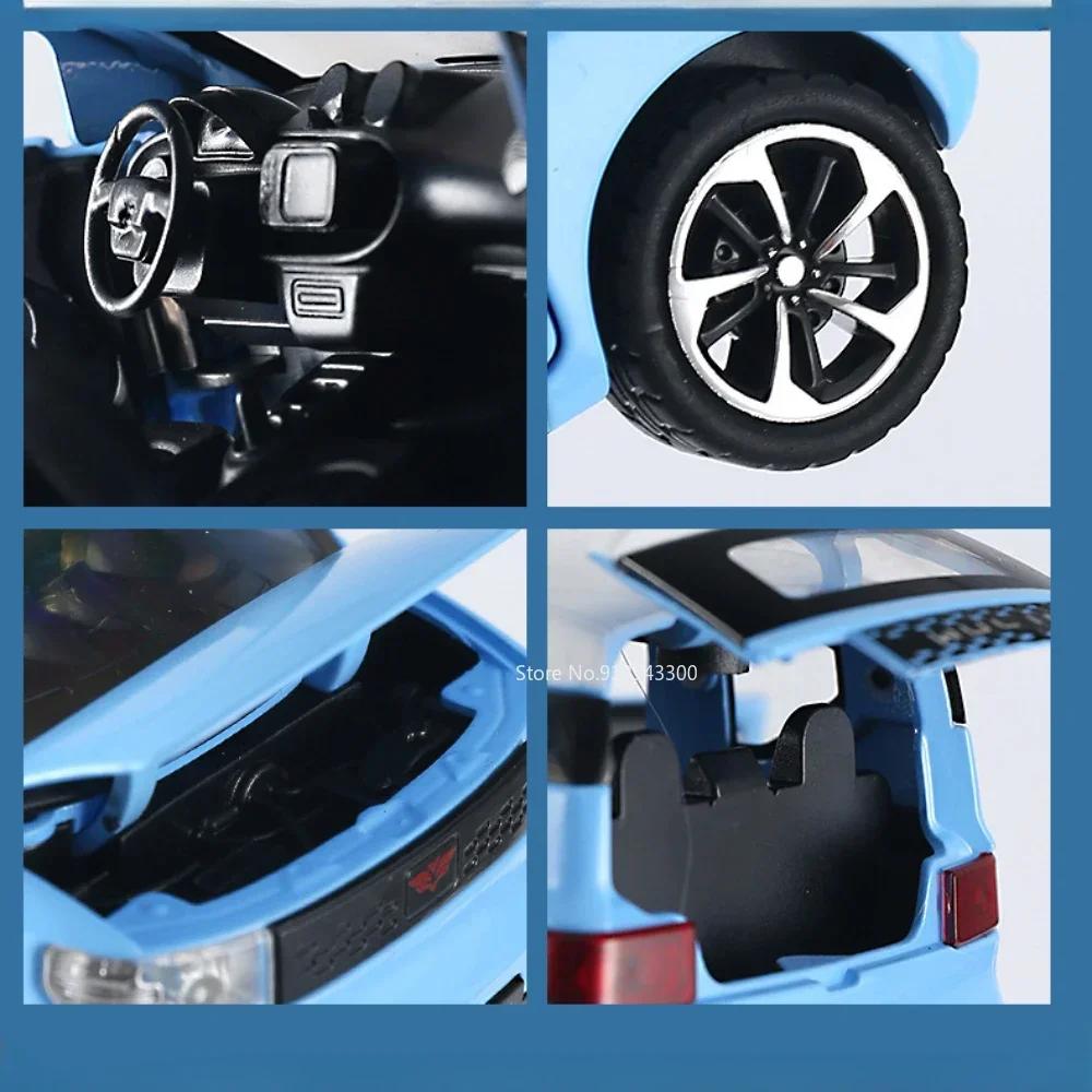 1:24 Scale WuLing HongGuang MINI EV Macaroon Toy Car Model Doors Opened Pull Back Miniature Vehicles Models Desktop Ornaments