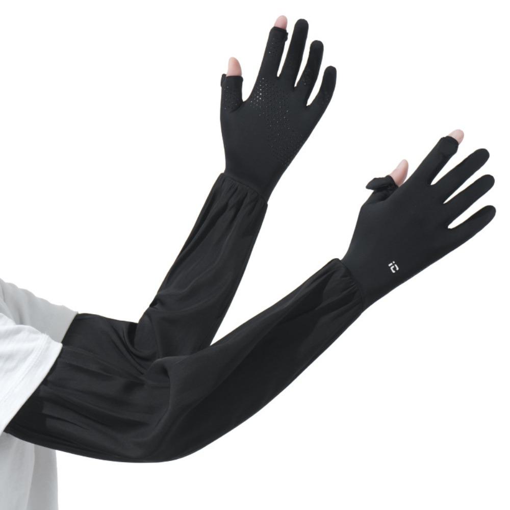 Flip-finger Ice Silk Sleeves Gloves Anti-UV Cycling Gloves Breathable Sunscreen Sleeve Outdoor