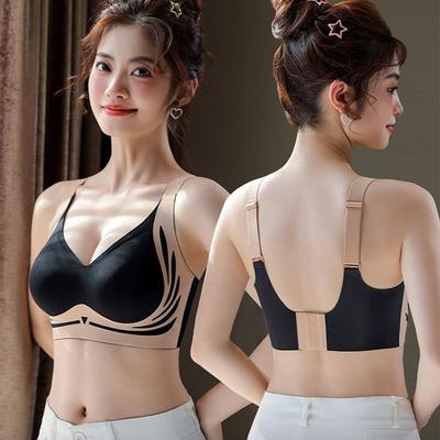 Бесшовный бюстгальтер Push-up Fixed Cup для женщин с V-образным вырезом, поддерживающий бюстгальтер без провисания, сексуальное удобное нижнее белье без стали, женские спортивные бюстгальтеры