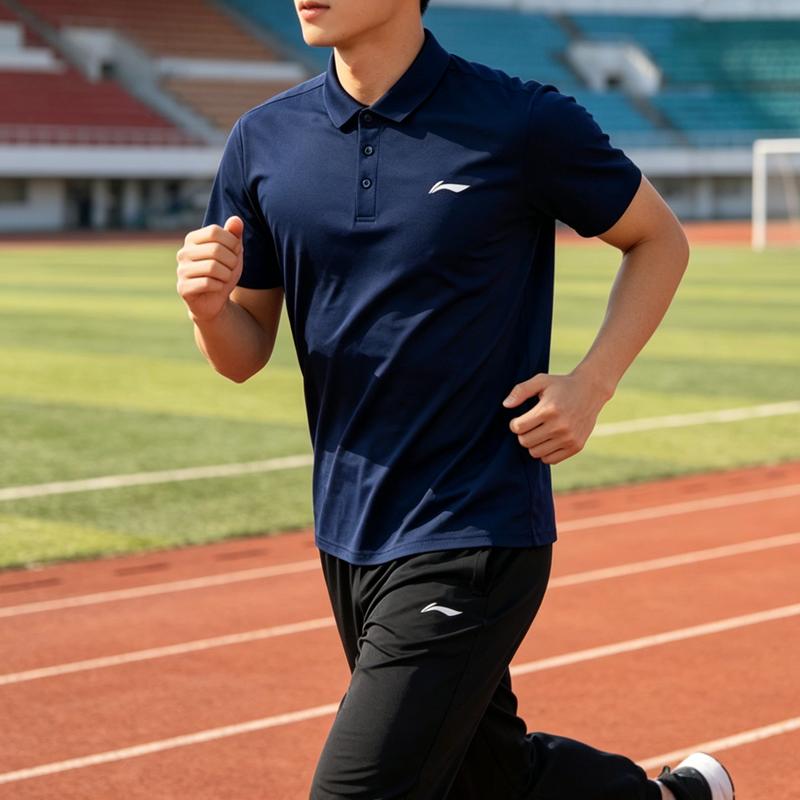 Li-Ning Летняя мужская рубашка-поло Удобная Дышащая Модная Универсальная Приятная для кожи Модная Повседневная Спортивная одежда Мужские топы APLW677-4+AKLU881-1