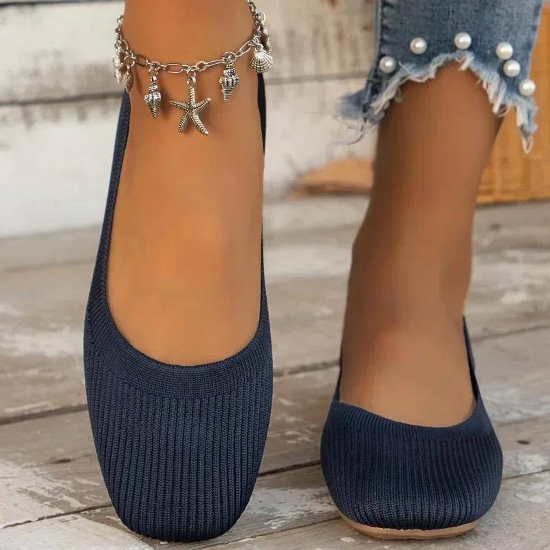 Модная весна и осень, новая верхняя одежда, однотонная, негабаритная, неглубокая обувь, женская трикотажная, удобная, плоская обувь для женщин