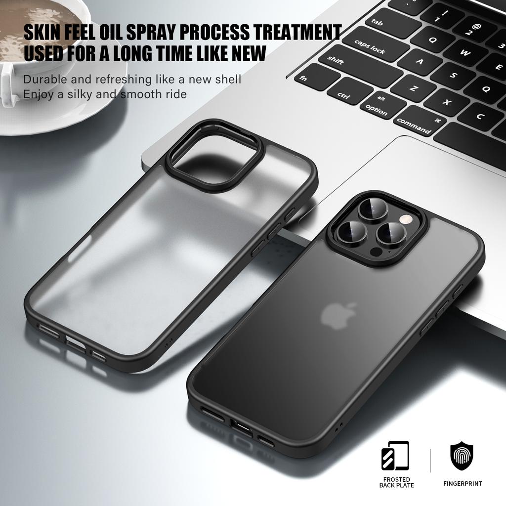 KEYSION Прозрачный противоударный чехол для iPhone 16 Pro Max Прозрачный матовый мягкий силиконовый + задняя крышка для телефона из ПК для iPhone 16 15 Pro Max