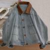 Coat for Women Cotton Autumn Winter Thickened Casual Oversize Denim Patchwork Short Casual Jacket