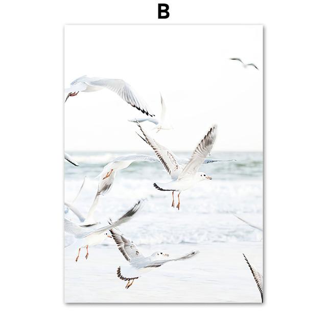 Морской пляж, чайка, тростник, песчаный мост, дерево, настенная живопись на холсте, постеры на скандинавскую тему и принты, настенные панно для декора гостиной