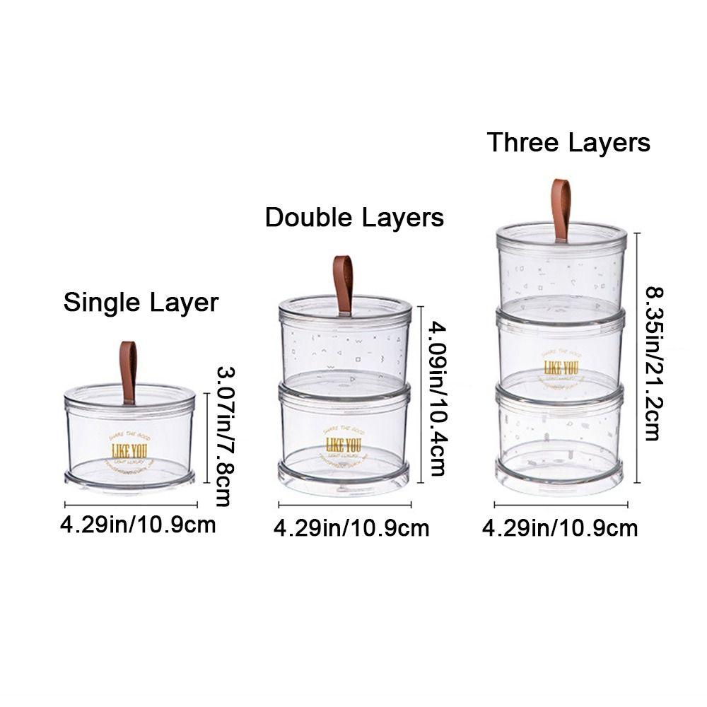 Portable Plastic Food Storage Box Round Keep Fresh Cereal Grain Organizer Moisture-Proof with Lid Nut Coffee Bean Jar for Home