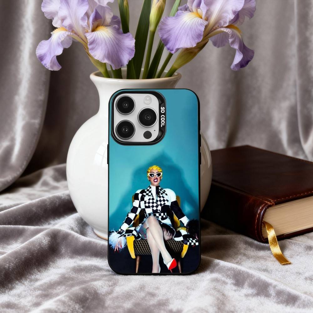 Уверенный C-Карди Би Певица Чехол для телефона Для iPhone17,16,15,14,13,12,11 Plus,Pro Max Черный Конфетный серебристый чехол для телефона