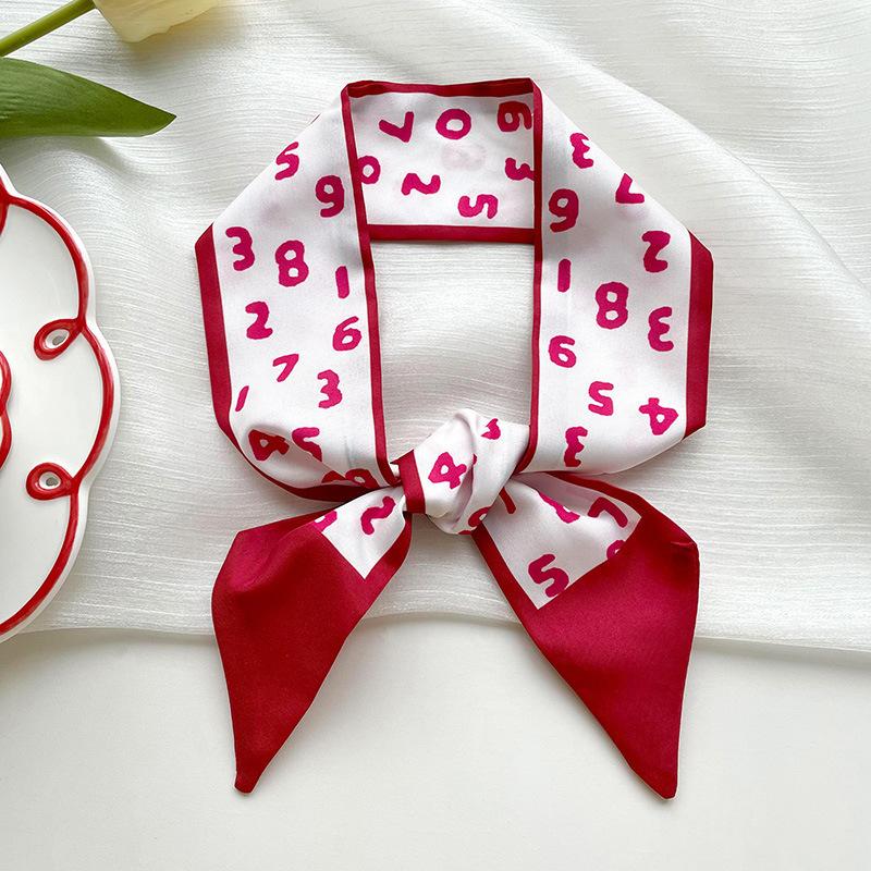 Long Silk Scarf, High-end New Versatile Hair Tie Streamer, Atmosphere Ribbon, Spring and Summer Decorative Scarf, Tied Bag Streamer