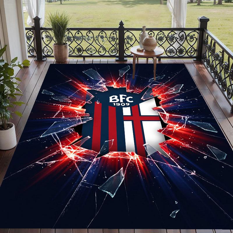 Soft Floor Carpet Bologna FC Pattern Area Rug Decorative Mat For Home Room Decoration