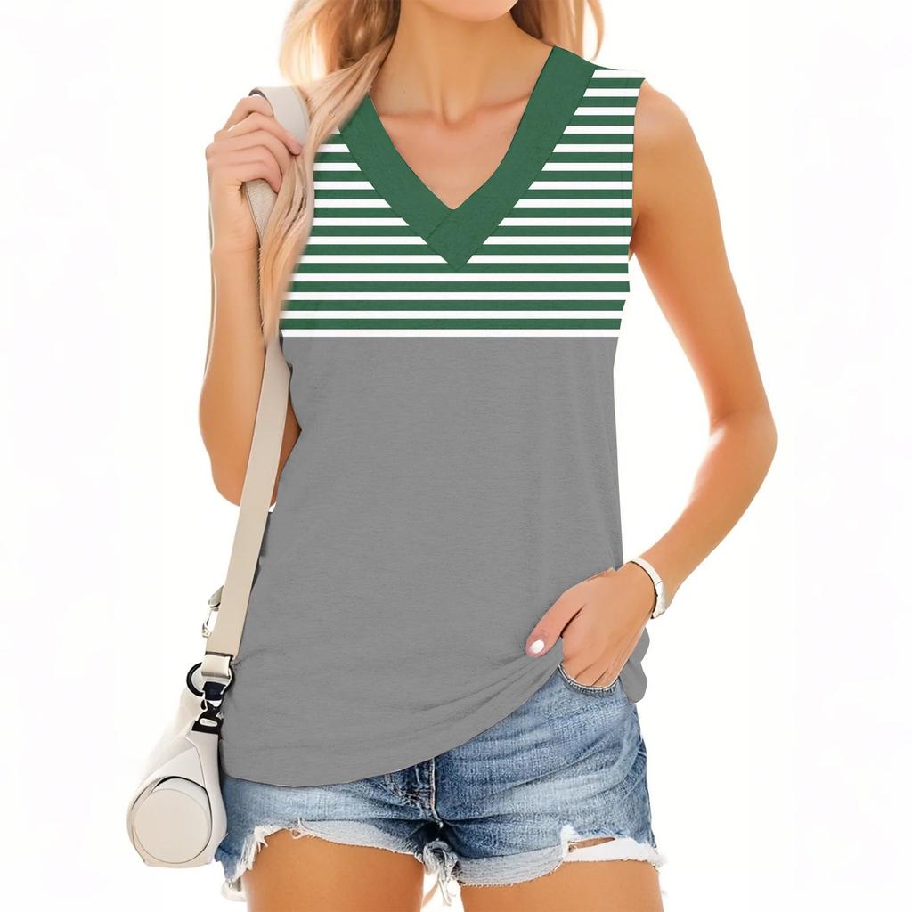 Women's Fashion Casual Daily Versatile Striped Texture Slim Fit Summer Vest Top