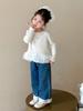 2025 Fashionable Long Sleeve Lace T-shirt for Girls' Spring & Autumn