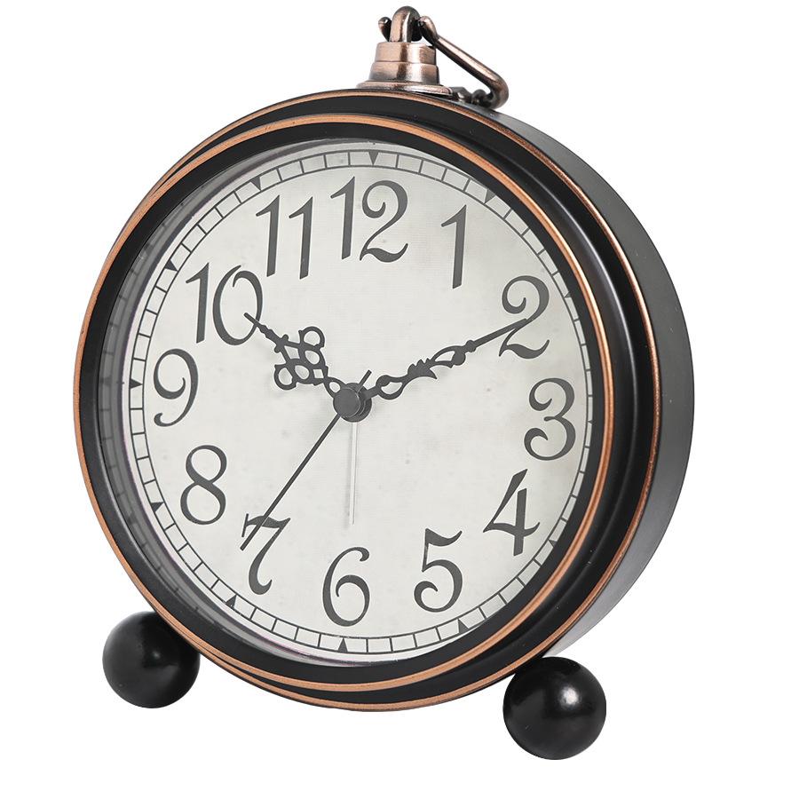 Retro Alarm Clock Metal Silent Table Desk Clock Non Ticking Quartz Movement Bedside Clock for Bedroom