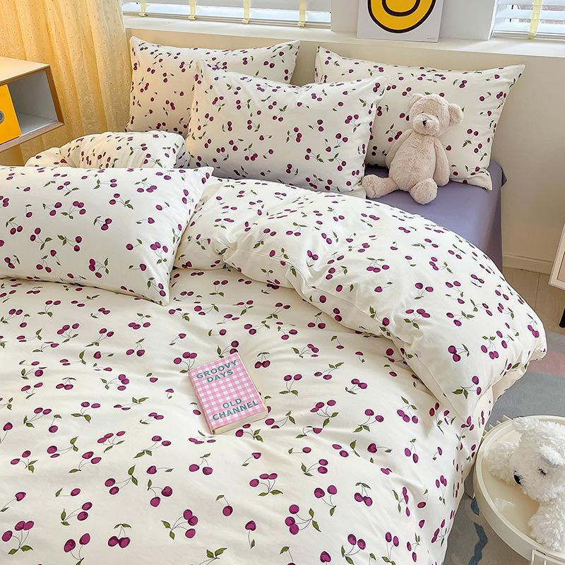 Комплект из четырех предметов из чистого хлопка, счет 60, утолщенное постельное белье из чистого хлопка, комплект из трех предметов, длинноволокнистый хлопок, небольшой свежий пододеяльник, простыня на подгонке.