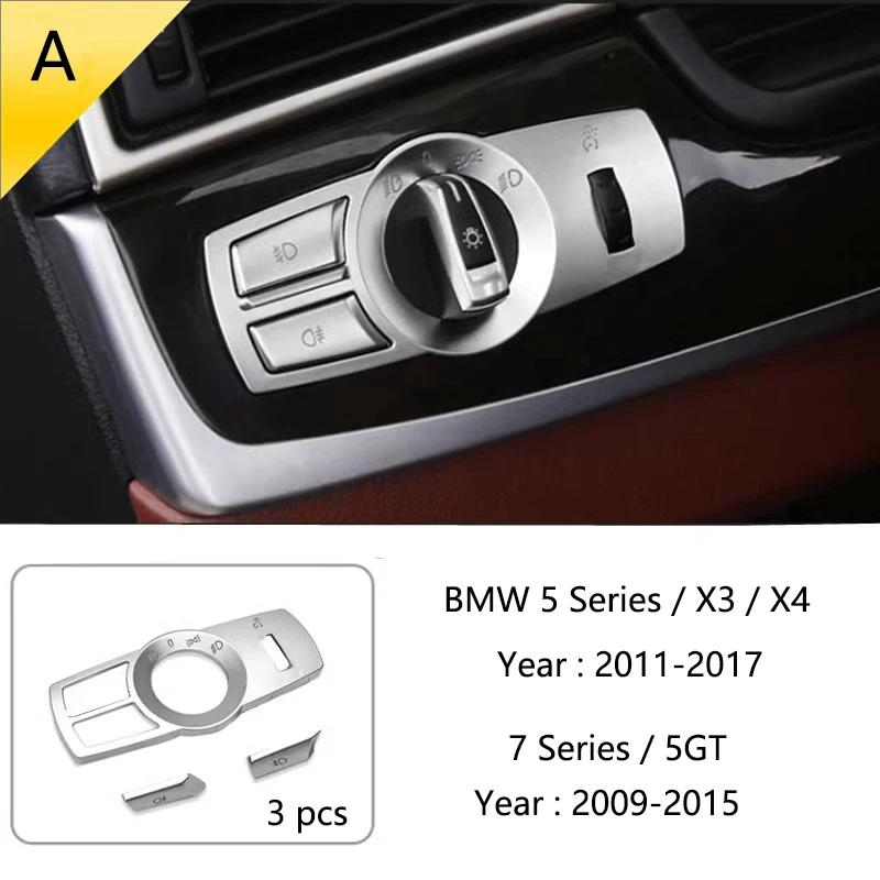 Car Style Headlight Switch Buttons, Decorative Frame Interior Frame Sticker for BMW X3 X4 F25 F26 5/7 Series F10