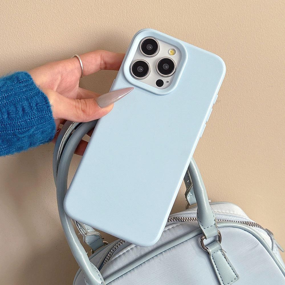 Applicable To Apple 17 Simple Solid Color Skin Feeling Mobile Phone Case Iphone15pro Silicone Anti Fall 13 Full Inclusive Protective Case