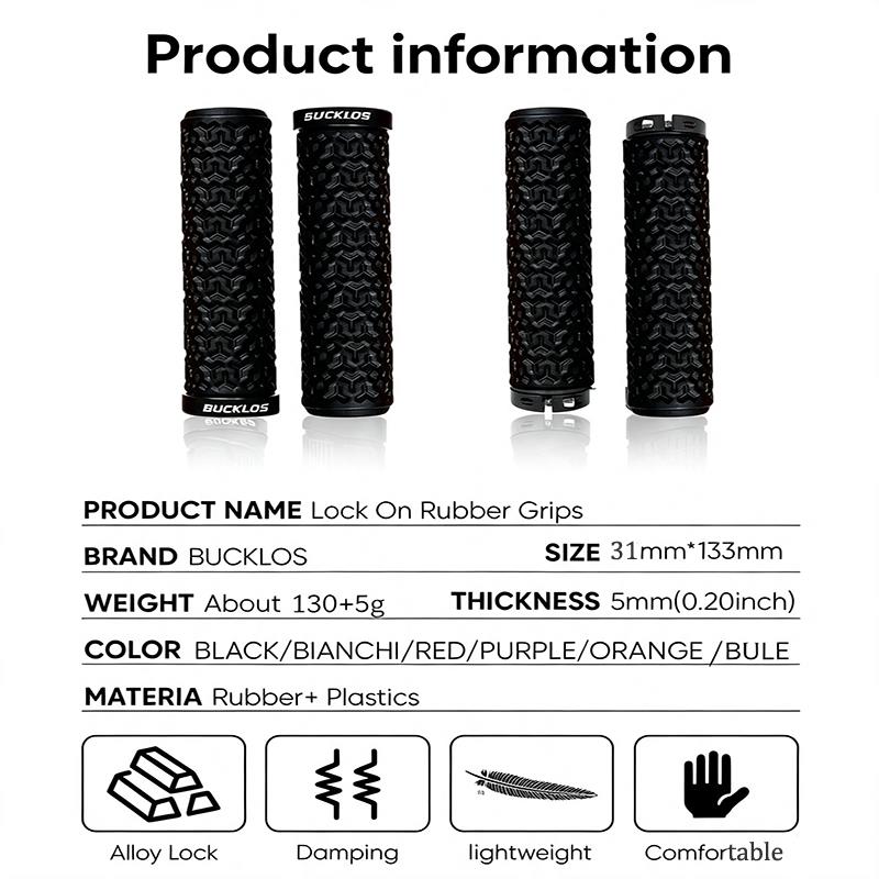 BUCKLOS Mountain Bike Grips Rubber Non-slip Bicycle Handlebar Grips MTB Cuffs Waterproof Durable Bike Grip Bicycle Accessories 5