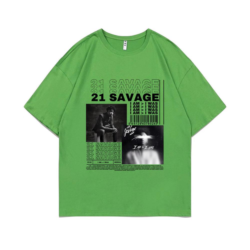 Rapper 21 Savage I Am I Was Music Album Graphic T-shirt Unisex Hip Hop T Shirts Male Vintage Casual Tshirt Unisex Fashion Streetwear