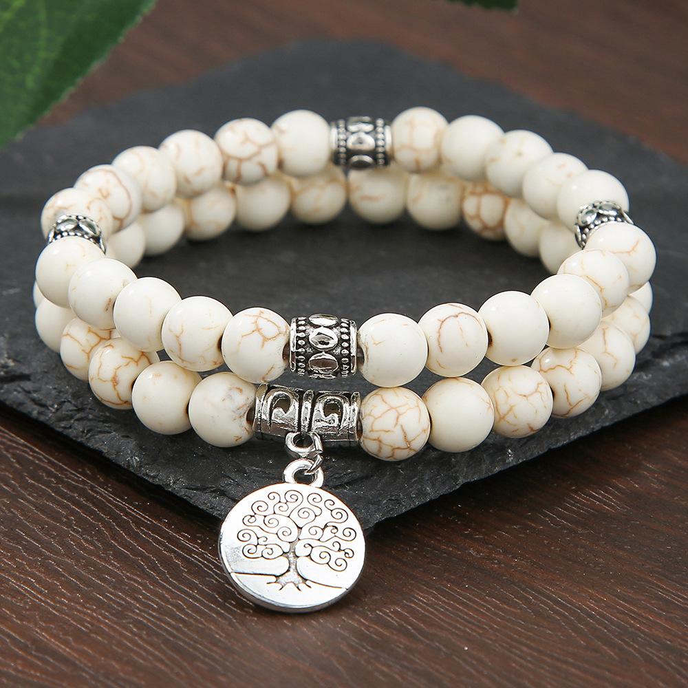 Многослойный набор браслетов, Ретро мужской браслет из африканской бирюзы и деревянных бусин.