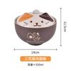 Cartoon Cat Ceramic Instant Noodle Bowl Japan Cute Cat Ceramic Bowl with Lid Fruit Bowl Cartoon Kitchen Tableware Lunch Box