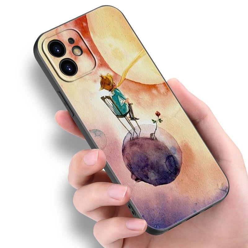 Чехол для телефона Little Prince fox для Apple iPhone 14 13 12 Mini 11 Pro Max 7 8 XR X XS 7 8 Plus SE 2020 2022 черный чехол