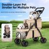 with 2 Carriages Double Pet Stroller Cup Holder Dog Stroller  Multi-Pet Families