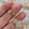 18K Rose Gold Red Gourd Necklace with Green Jade & Diamond - Chinese Style Red Qilin Design