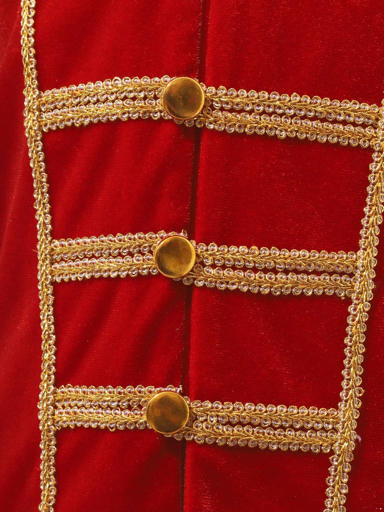 Детский цирковой жилет барабанщика без рукавов со стойкой, бахромой на погонах, золотой отделкой и пуговицами, военный костюм