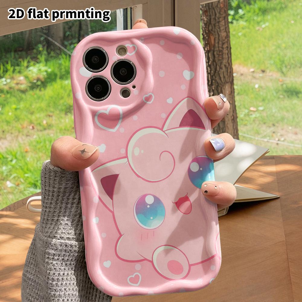 Phone Case: 2D flat design, fits iPhone 12, 13, 14, 15, 16, 17, 18 Pro, phone decoration, pink Jigglypuff, Halloween and Christmas gift