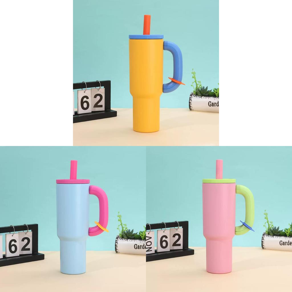 Insulated Travel Mug With Handle And Straw For Outdoor And Car Use