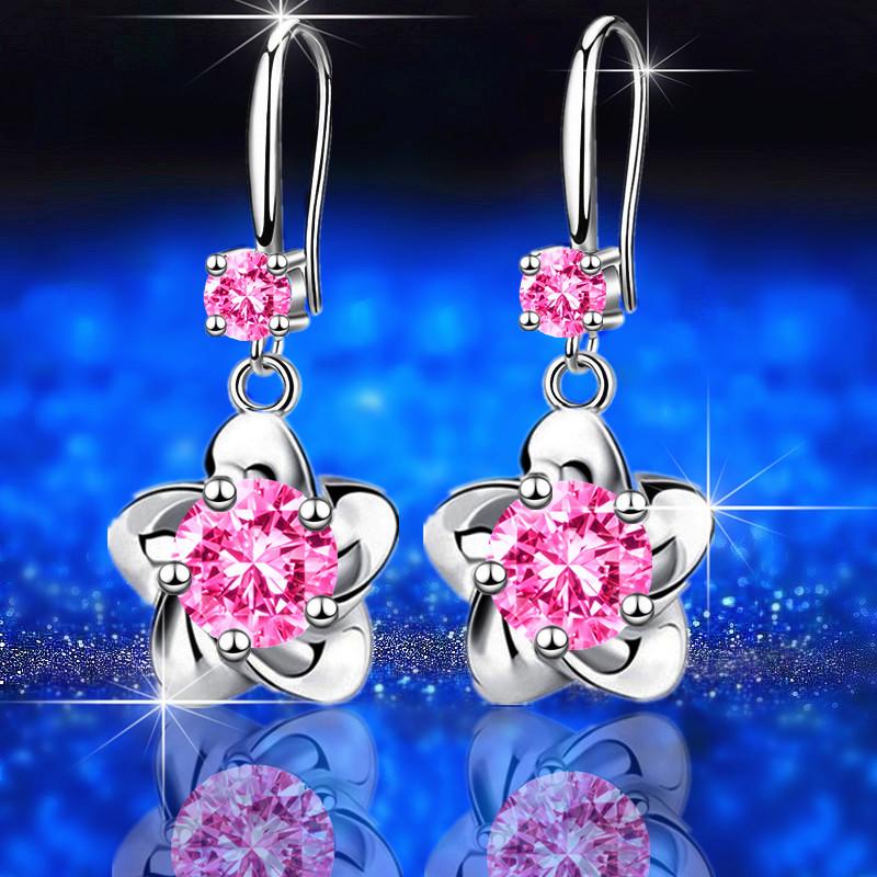Korean Fashion Plum Flower Earrings Mountain Peony Camellia Temperament Crystal Diamond Earrings