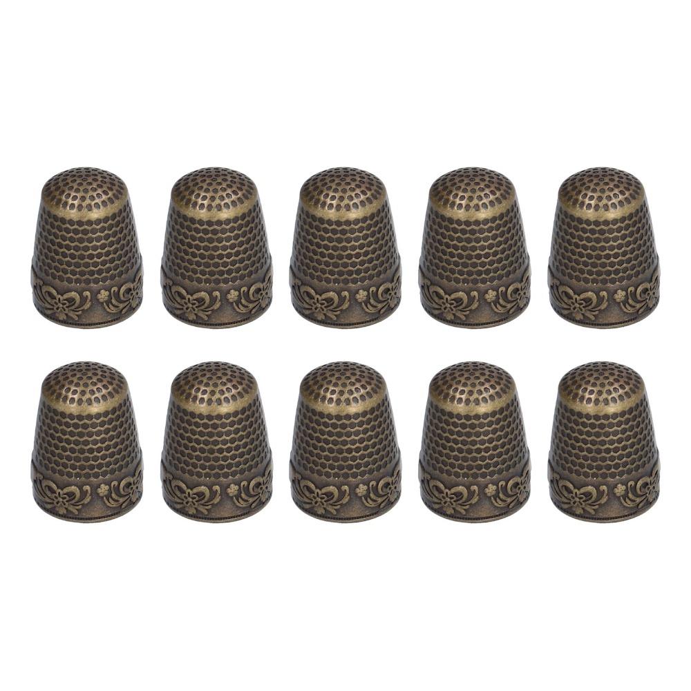 10pcs Vintage Bronze Sewing Thimbles Safe Grip Design Quilting Thimbles For Home Use