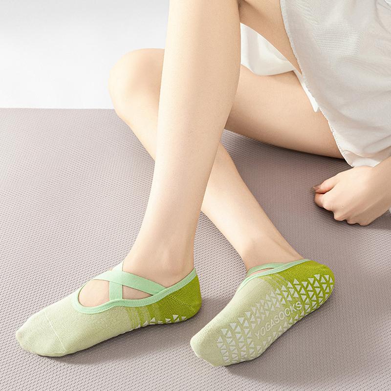 Хлопковые невидимые носки-лодочки градиентного цвета, профессиональные противоскользящие носки для фитнеса, йоги, носки для пилатеса, спортивные носки для тренажерного зала и фитнеса