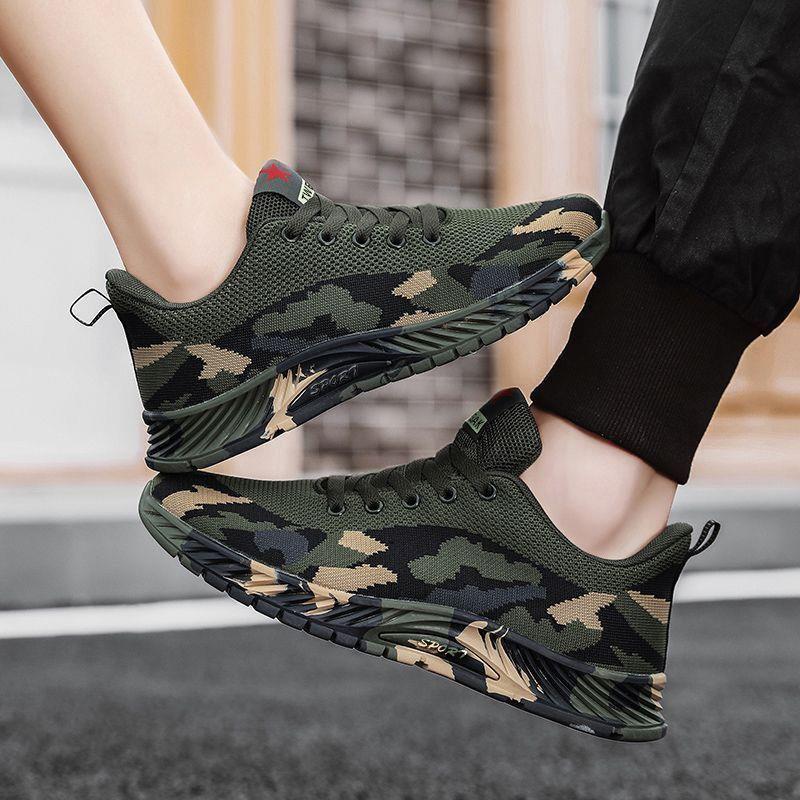2025 женская обувь новая камуфляжная обувь мужская и женская одинаковая обувь летающая тканая дышащая повседневная обувь летняя сетчатая спортивная обувь для бега