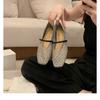 Sheepskin Version~ French Leather Square Head Hollow Mesh Sandals Women's New Soft-soled Woven Sandals Mary Jane Single Shoes