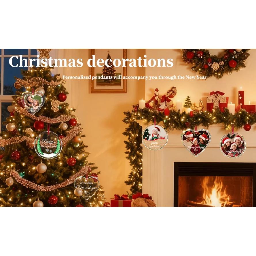 Custom Christmas Photo Ornament,Personalized Xmas Gift for Family Keepsake Glass Ball Tree Decor 2025 Home Anniversary Present