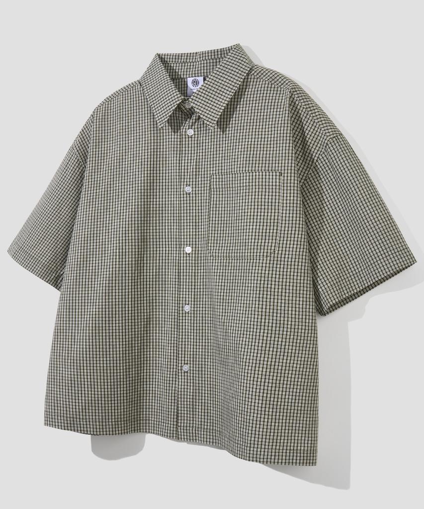AGOD Crop Half Check Shirt [Khaki]
