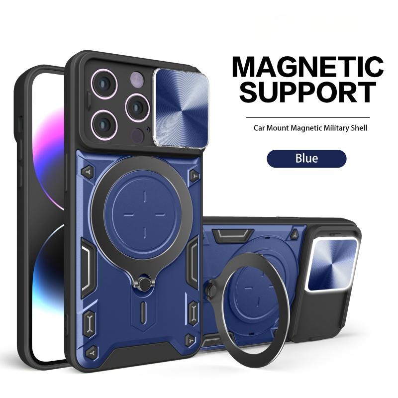 Роскошный противоударный чехол для iPhone 16 15 14 13 Pro Max Plus с выдвижной защитой объектива, многофункциональный жесткий бронированный чехол Funda