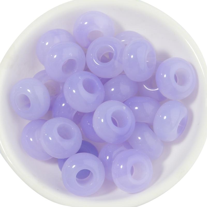 50pcs/lot Colorful Round Acrylic Beads Big Hole Loose Spacer Beads For Jewelry Making DIY Necklaces Bracelets Accessories