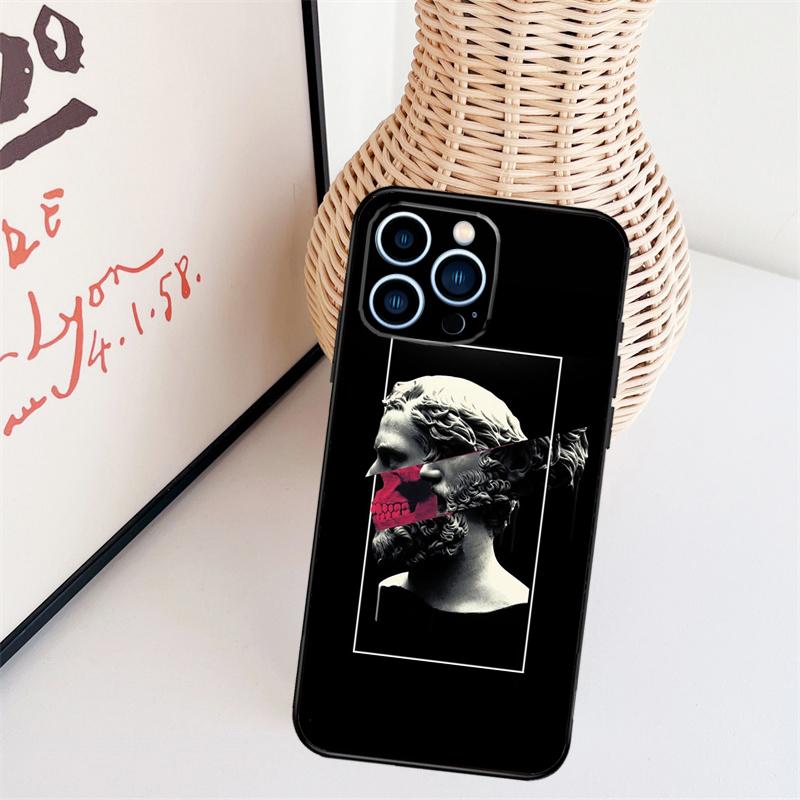 Греческая эстетика Гипсовая статуэтка Чехол для телефона Для iPhone 17 Pro Max 14 13 12 11 15 16 Pro Max mini 15 16 Plus 16e Задняя крышка