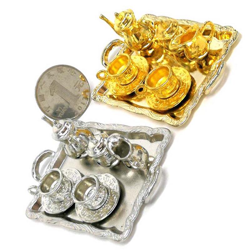 10 шт. 1: 12 кукольный домик, мебель, миниатюрная столовая посуда, набор металлических чашек для чая