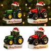 Christmas Ornament Tractor Wearing Xmas Hat Charm Festive Hanging Decoration Holiday Seasonal Home Accent