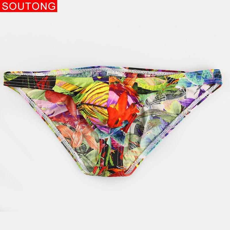 Мужское нижнее белье-треугольники с принтом, удобное, сексуальное, дышащее