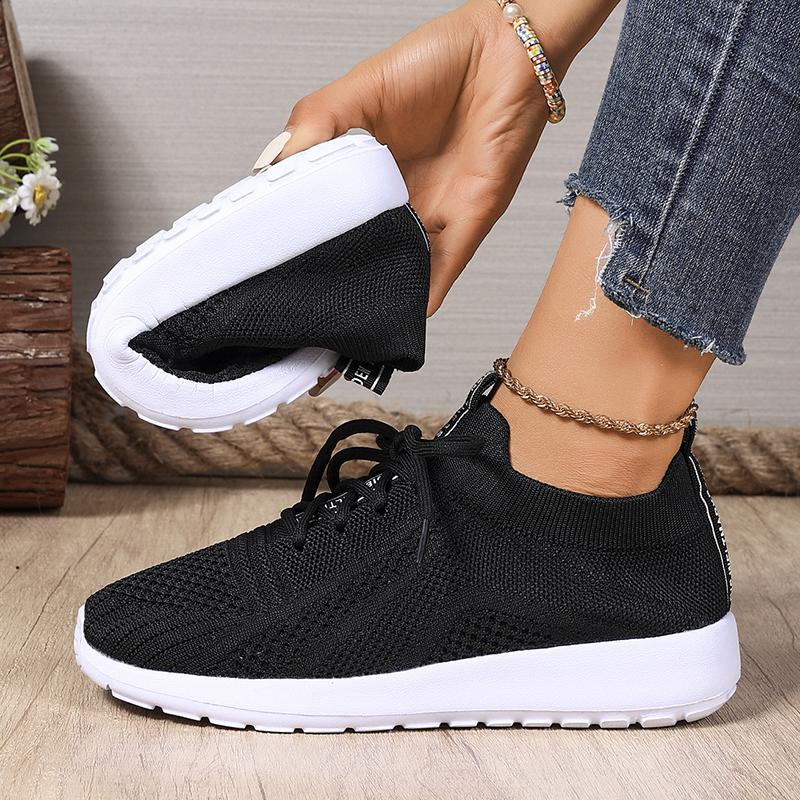 Fashion Breathable Mesh Casual Sneakers Women 2025 Comfortable Soft Sole Knitted Flats Woman Slip On Walking Running Shoes Size 36-43