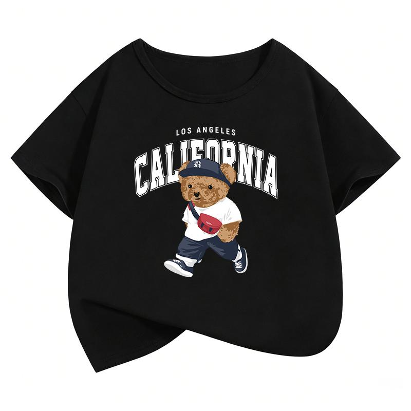 Los Angeles California Bear Graphic TShirt Printed T Shirt Boys Summer Clothes Short Sleeve Tops TShirts Cute Girls Clothing