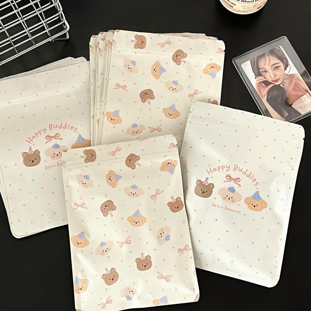 20/50Pcs Self Adhesive OPP Gift Pouch Cute Bear Kpop Card Bag New Biscuits Candy Bags Bread Toast