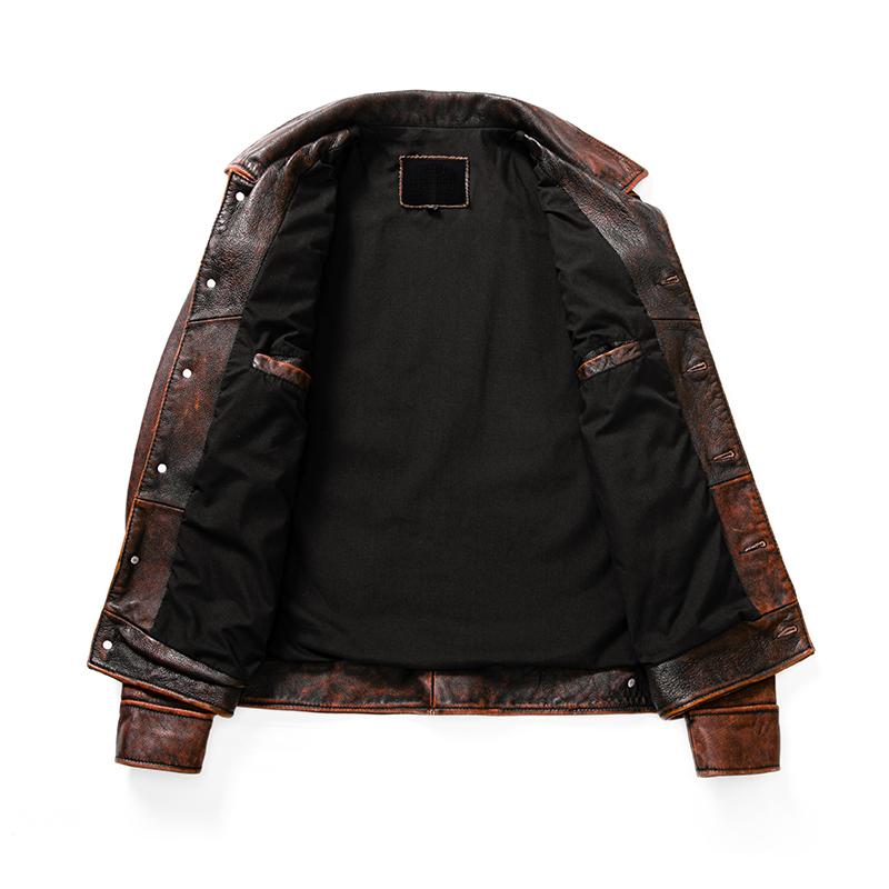 Куртка из коровьей кожи для мужчин, пальто из натуральной коровьей кожи, мужская винтажная кожаная куртка с каменной фрезеровкой, мужская одежда, пальто из коровьей кожи для мужчин, осень