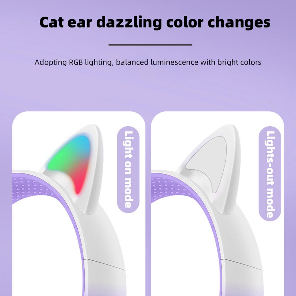 AKZ-62 RGB кошачьи ушки беспроводные наушники для ПК симпатичная 3D космическая капсула кошка Bluetooth гарнитура складная игровая гарнитура для детей девочек подарки