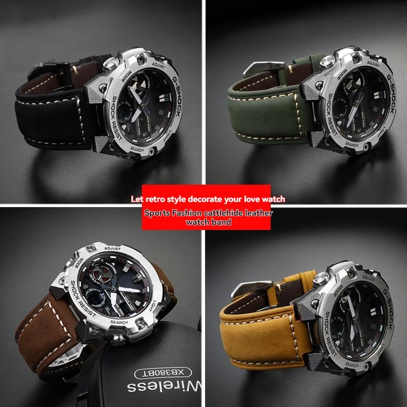 Запасной кожаный ремешок для Casio G-SHOCK GST-B400/GST-B200 Мужской 24*14мм 24*16мм Натуральная Коровья Кожа Ремешок для Часов, Повседневный Наручный Ремешок