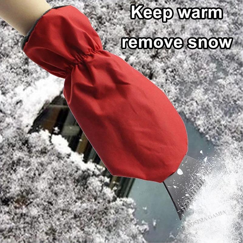 Universal All-in-One Car Ice Scraper & Snow Brush with Thermal Gloves - Heavy-Duty Winter Snow Removal Kit, Windshield Squeegee