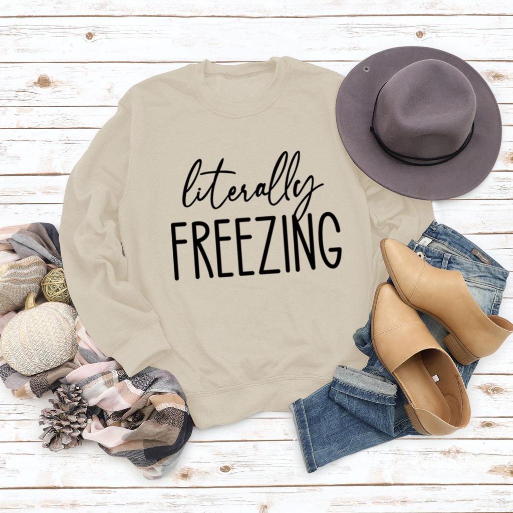 Simple Round Neck Pullover Long Sleeve Printed Loose Hoodie